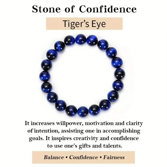 Lapis Lazuli Tiger Eye Stone Bracelet (SKU #0371) - Picture 2 of 5